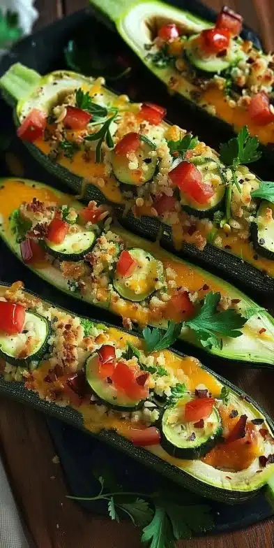 Delicious stuffed zucchini boats filled with flavorful ingredients