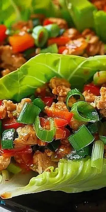 Healthy Turkey Lettuce Wraps filled with lean turkey and fresh veggies