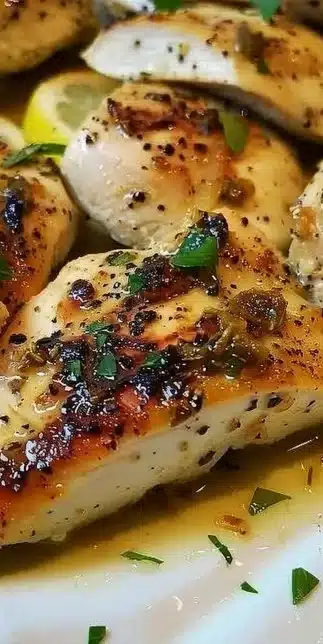 Delicious zesty lemon pepper chicken served with herbs and spices