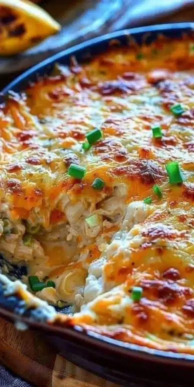 Delicious Banana Pepper Chicken Dip served in a bowl with tortilla chips.