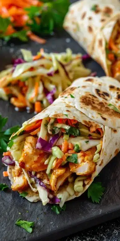 BBQ Chicken Coleslaw Wraps