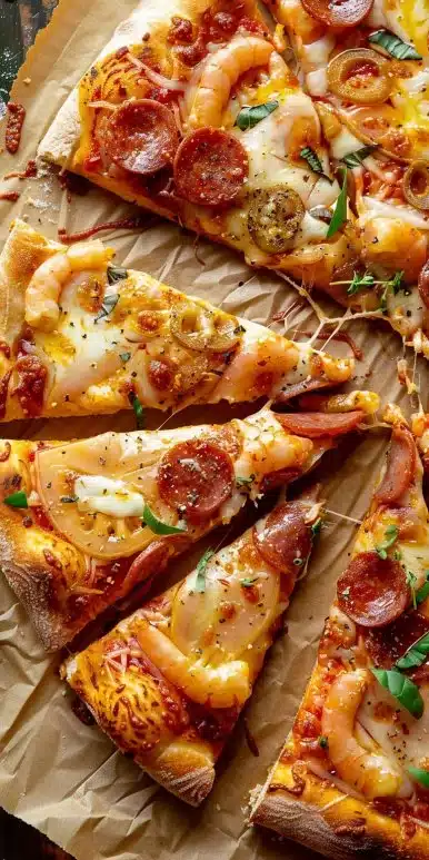 Boat-Ready Hot Honey Pizza with drizzles of spicy honey and fresh toppings.