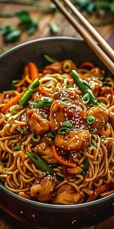 Caramelized Chicken Stir-Fry Noodles
