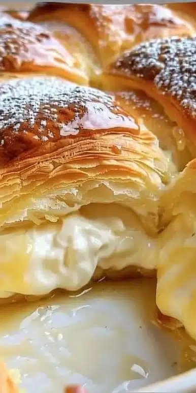 Delicious cheesecake crescent rolls casserole ready to be served.