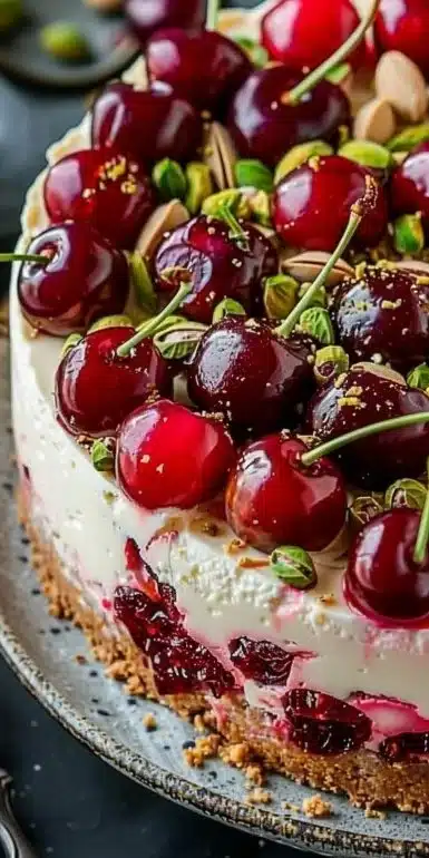 Cherry Pistachio Cheesecake