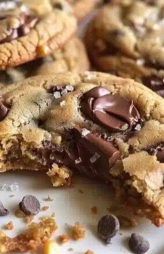Delicious Chocolate Chip Rice Krispie Cookies arranged on a plate.