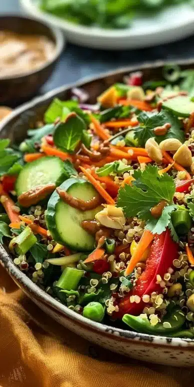 Crunchy Thai Quinoa Salad with Peanut Dressing Delightful Duo