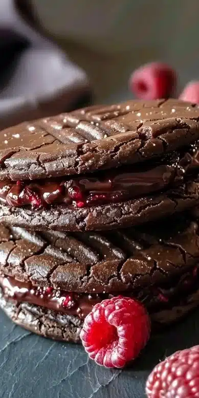 Decadent Chocolate Raspberry Sandwich Cookies