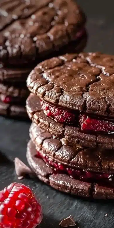 Decadent Chocolate Raspberry Sandwich Cookies