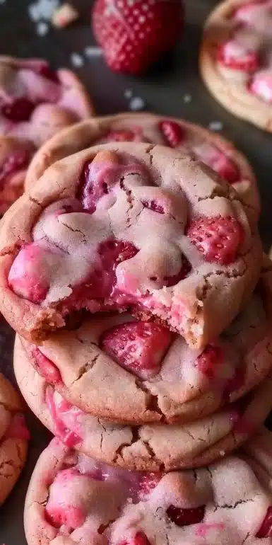 Delicious strawberry cake cookies made from cake mix.