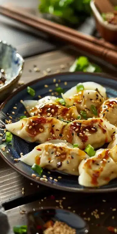 Dumplings served with the best dumpling sauce in a bowl