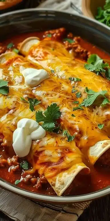 Easy Cheesy Ground Beef Enchiladas