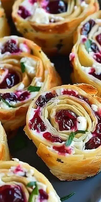 Festive Cranberry Feta Pinwheels with Cream Cheese Bliss
