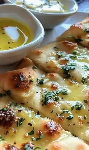 Delicious garlic butter flatbread ready to delight your taste buds.
