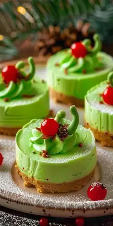 Grinch Mini Cheesecakes