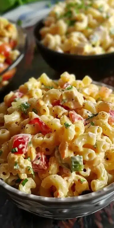 Guy Fieri's ultimate macaroni salad served in a bowl