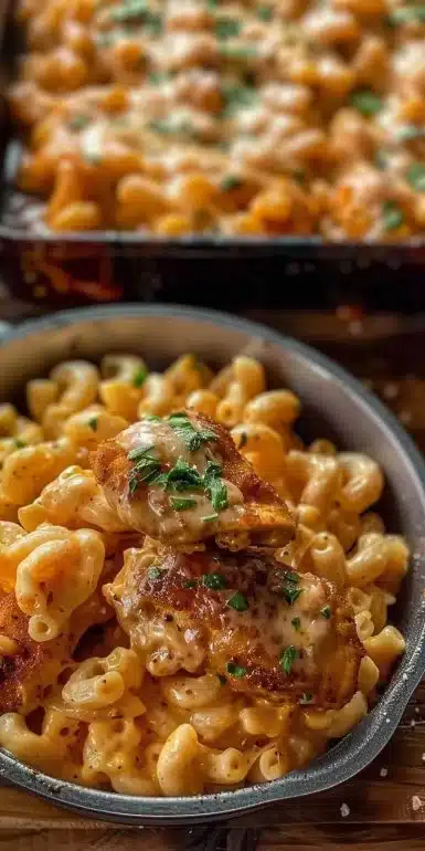 Honey Garlic Chicken with Cheesy Mac