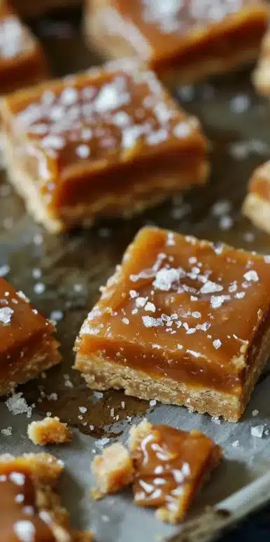 Delicious salted caramel butter bars with a rich buttery texture and salted topping