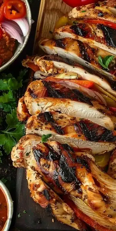 Plate of juicy shawarma chicken showcasing 5 bold flavors and easy recipe preparation.