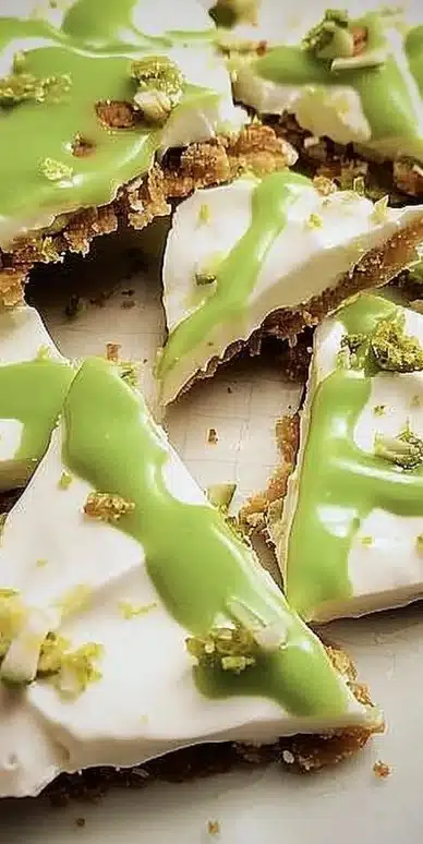 Delicious Key Lime Yogurt Bark topped with fresh limes and coconut flakes