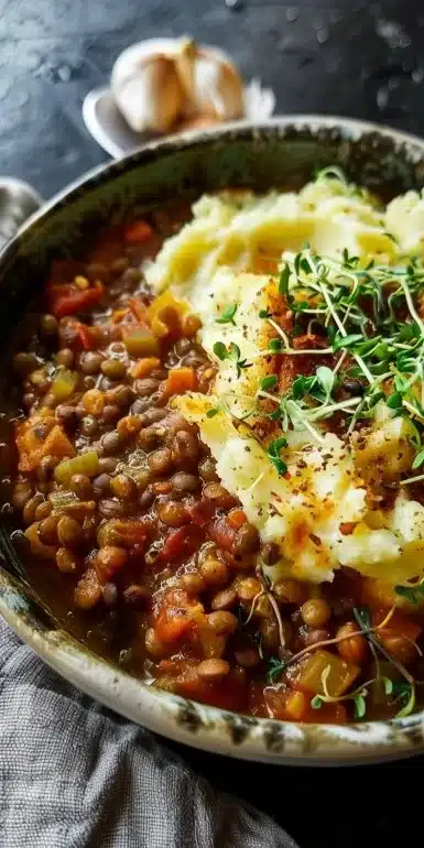 Lentil Stew with Creamy Mashed Potatoes
