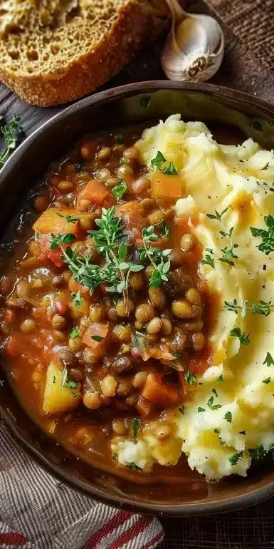 Lentil Stew with Creamy Mashed Potatoes