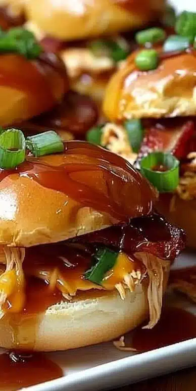 Maple chicken bacon sliders served on a platter for a festive gathering.