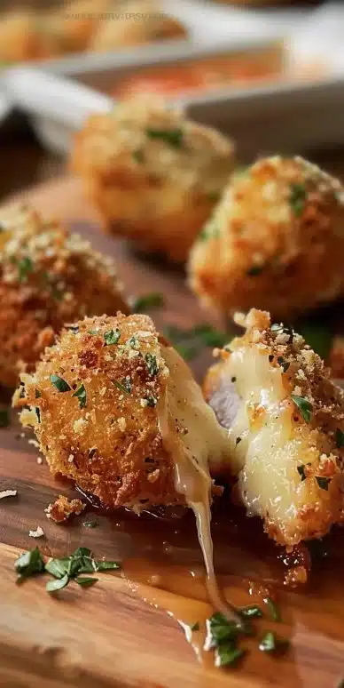 Delicious Parmesan Chicken Bombs served on a plate with herbs and spices