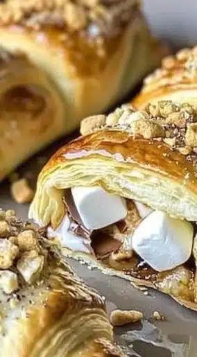 Deliciously baked S'mores Crescent Rolls with chocolate and marshmallows