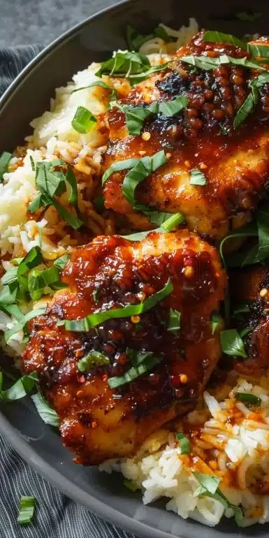 Spicy Maple Chicken with Creamy Coconut Rice