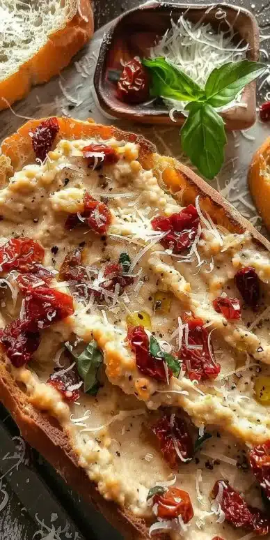 Sun-Dried Tomato Bread Dip served with crusty bread for dipping