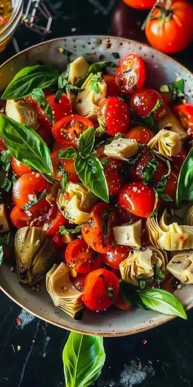 Vegan Tuscan Artichoke Tomato Salad