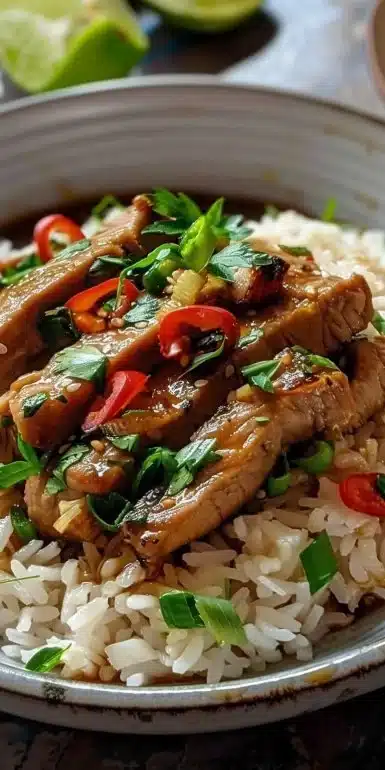 Zesty Ginger Lime Pork with Creamy Coconut Rice