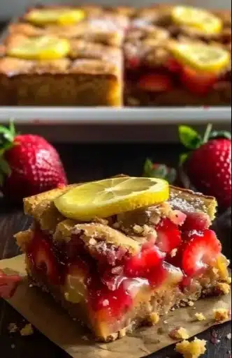 Zesty Strawberry Lemon Blondies